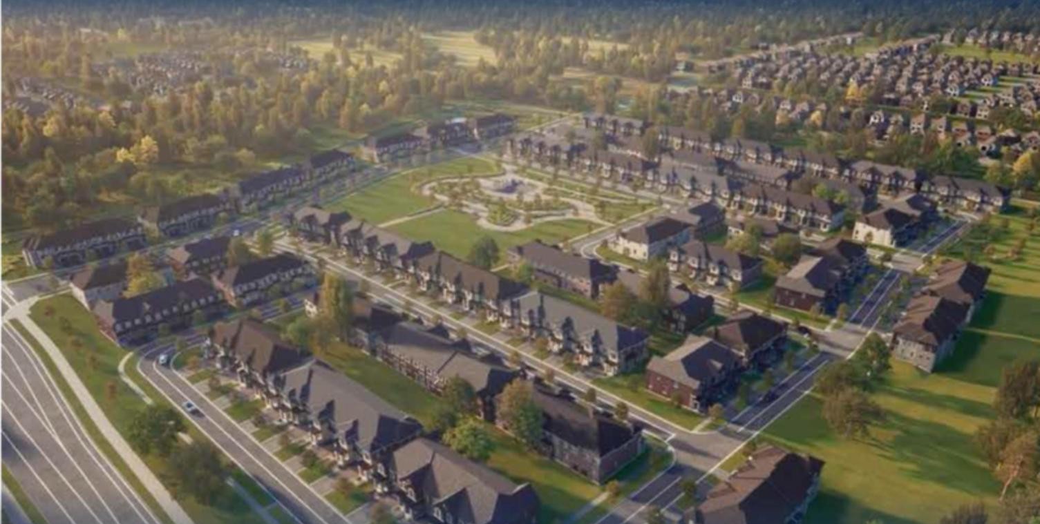 Aerial rendering of Bayview Heights by Royal Pine Homes, Richmond Hill
