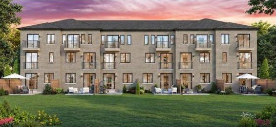 Rear elevation rendering of townhomes at Collection on 27, Kleinburg