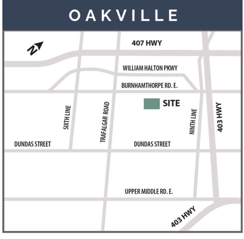 Location map of Trafalgar Highlands, Oakville
