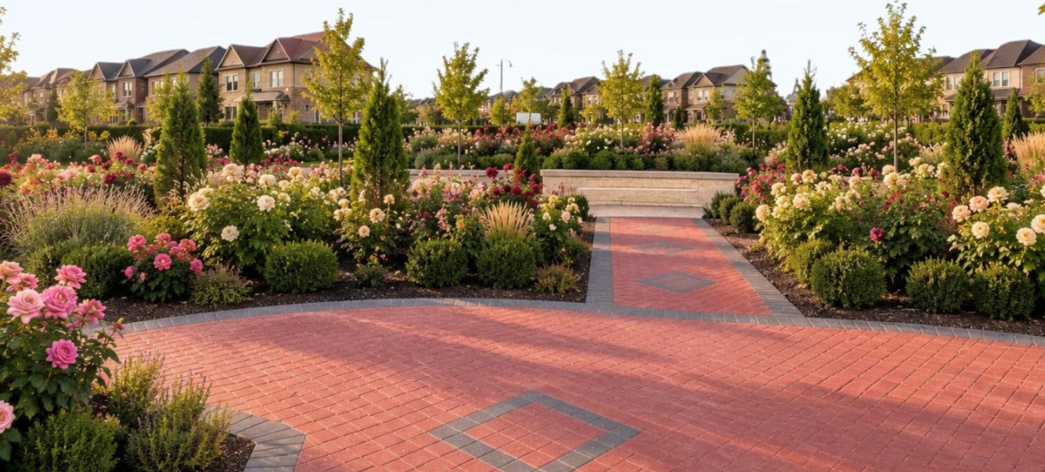 Rose garden rendering at Woodbine Parkside, Markham